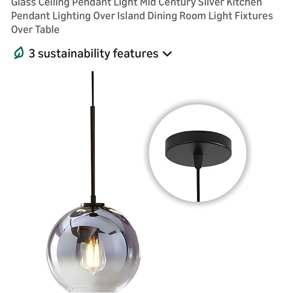 Elegant Black and Silver Glass Pendant Light